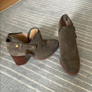 Perforated Taupe Ankle Boots